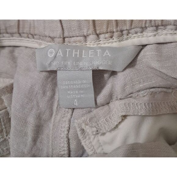ATHLETA CABO TIDE Linen Jogger Womens Size 4 Pants beige Camouflage Neutral - Picture 7 of 11